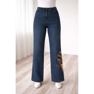 Jane Seymour Signature Beaded Headdress Jeans Medium Wash 14MS Blue Denim